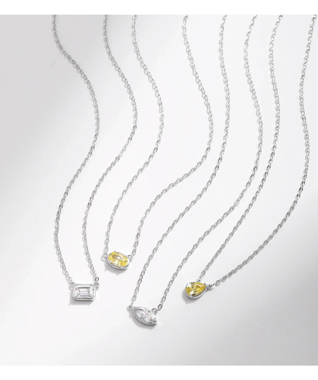 925 Sterling Silver Geometric Cubic Zirconia Pendant Necklace Fashion Stackable Asymmetrical Jewelry For Women Fine Gifts