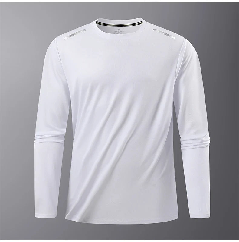CHRLCK Men's Hiking Quick Drying T-shirts Breathable Camping Running Fishing Soft Elasticity Long Sleeve Tees Summer Autumn
