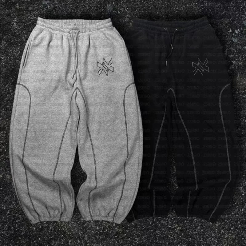 American Y2K Casual Zipper Hoodie Sweatpant Two Piece Set HipHop Oversized Embroidery Sweatshirts Men Women Casual Pants