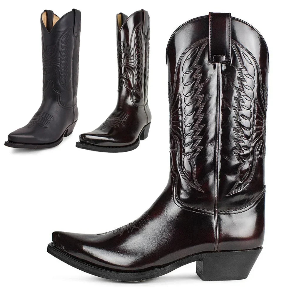 Men Cowboy Winter Leather Shoes