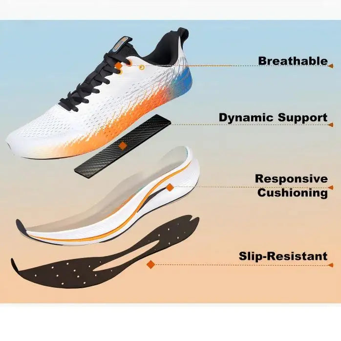 Men Jogging Sports Shoes Carbon Plate Professional Cushioning Sneakers Male Outdoor Breathable Non Slip Running Shoes