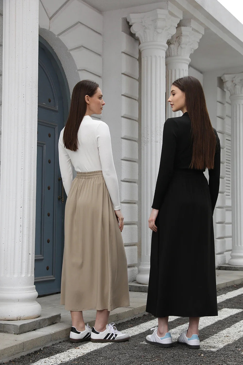 AP 2025 Spring and Summer Women Turn-down Collar Tee Soft Lady Cotton Blend Skirt Comfortable Casual