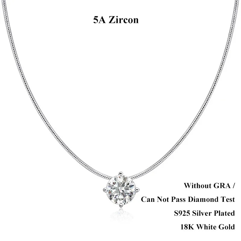 0.5-2CT D Color VVS1 Moissanite Pendant Necklace for Women S925 Silver 4 Claw Pass Diamond Test Neck Chain Christmas Gift