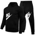 Men's Autumn and Winter Pattern Casual Two-Piece Set Hooded Sweatshirt and Pants with Pockets Regular Fit Outdoor Sport Suit