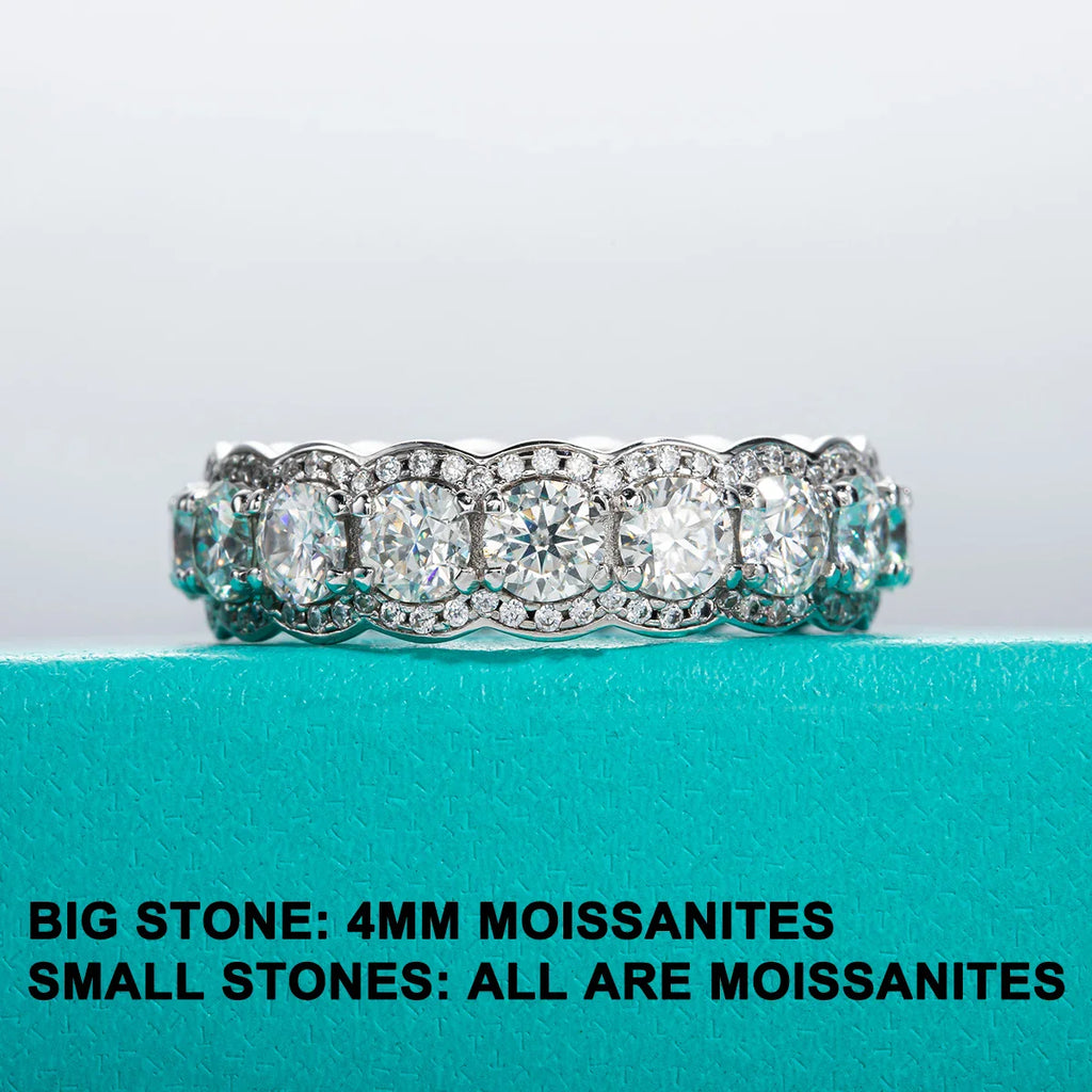 4mm 5.5cttw D Color Moissanite Wedding Band Ring 925 Sterling Silver Eternity Band  Rings For Women Jewelry Wholesale