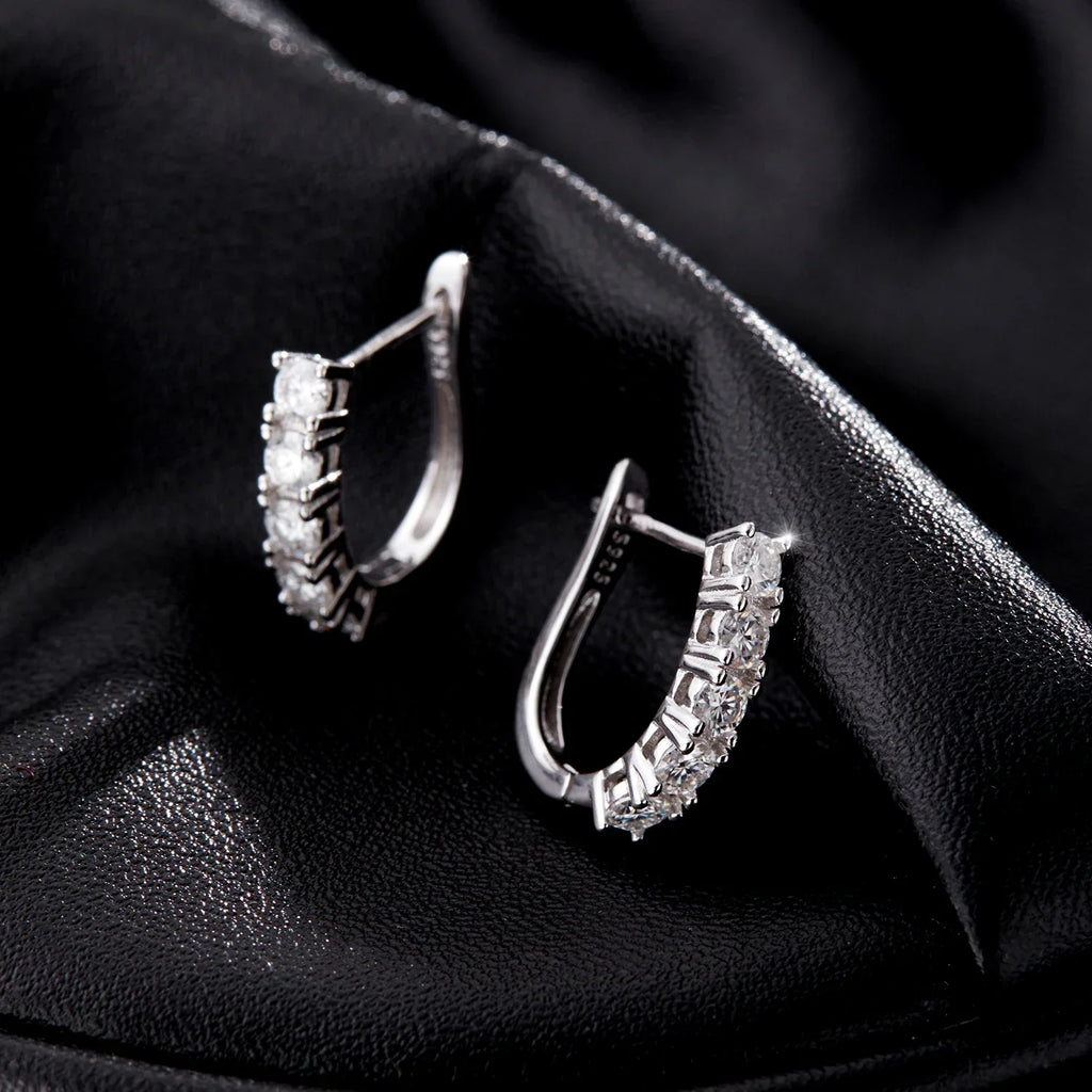 D Color U Shape Moissanite Earrings 925 Sterling Silver Elegant Exquisite Hoop Earrings For Women Wedding Jewelry