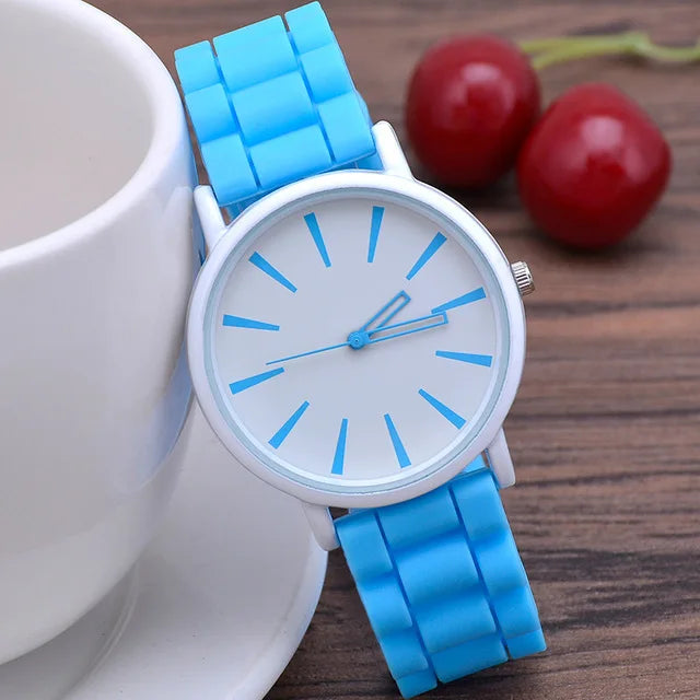 Women's Watches Ultrathin Silicone Ladies Bracelet Large Dial Korean Edition Female Student Fashion Quartz Wristwatch UTHAI CE76