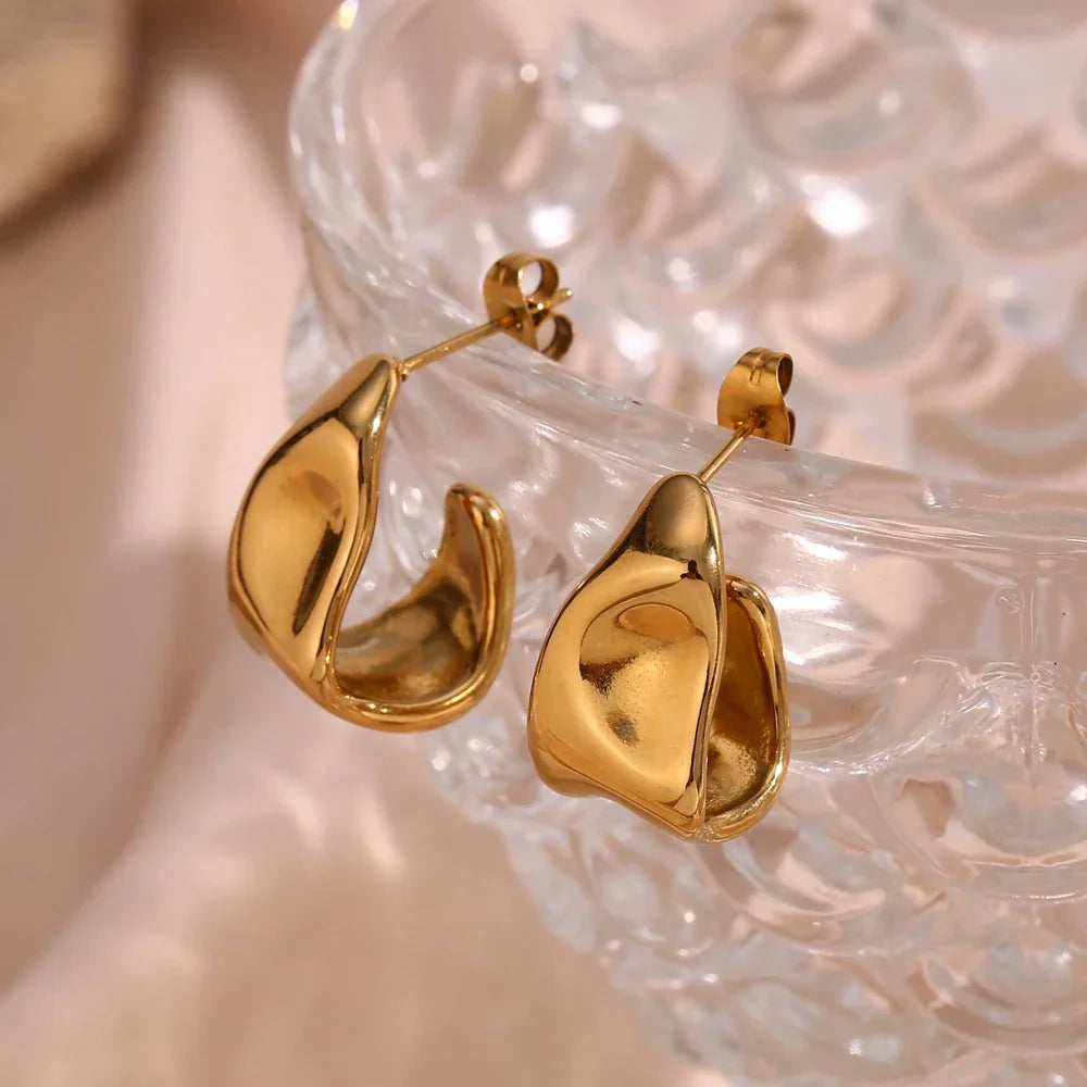 Hot-Selling Geometric Trapezoid Shape Creole Stainless Steel Earrings For Woman Unusual Earrings Women's Ear Creoles