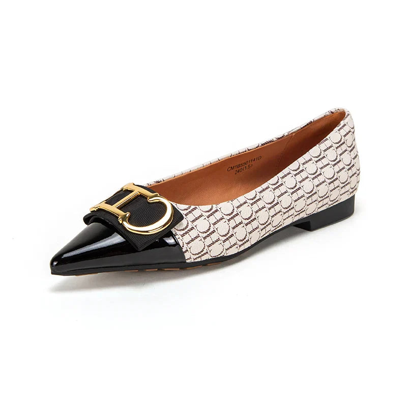 Women's Lefu Shoes New Spliced Pointed Anti slip Flat Casual Shoes Business Shoes