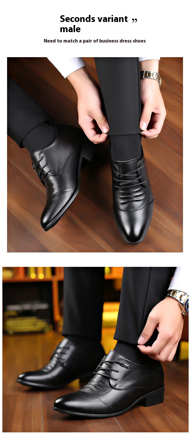 Business Men Oxford Leather Shoes Elevator Man Height Increase Insole 6CM White Black Thick Soled Formal Casual Shoes