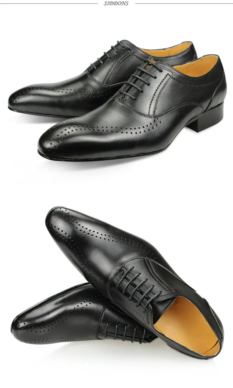 Leather Shoes Men's Pointed Toe Four Seasons Leather Shoes Business Formal Shoes Patent Bright Leather Low-top Shoes Black