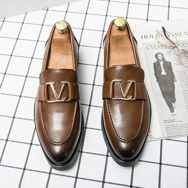 2024 High Quality Casual Leather 38~48 Designer Mens Dress Wedding Black Fashion Office Business Loafers Formal Shoes for Men