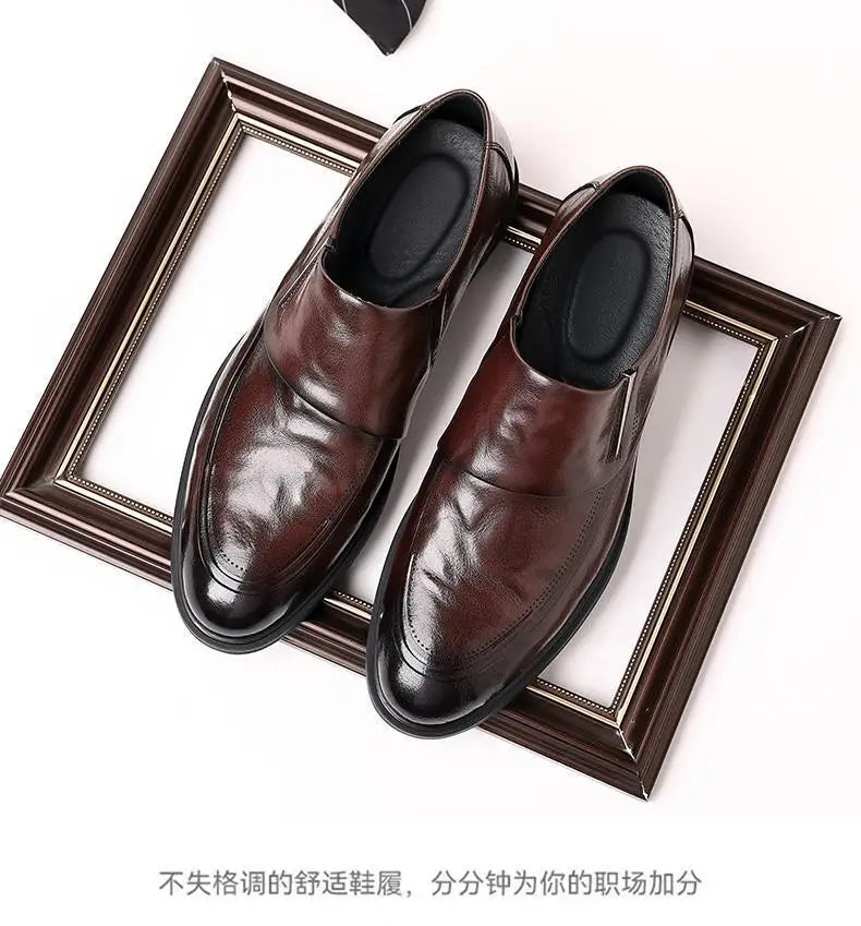 Luxury Brand Men Leather Formal Business Shoes Male Office Work Flat Shoes Oxford Breathable Party Wedding Anniversary Shoes
