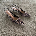 Woman Leopard Print High Heels Women Sandals Summer Fashion Pointed Toe Low-heel Pumps Slingbacks Elegant Female Heeled Shoes