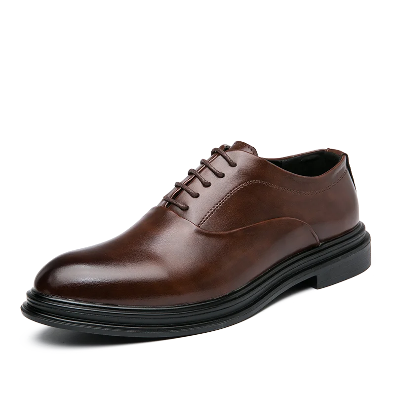 Brand Classic Derby Shoes Leather Man Business Dress Office Leather Shoes Flats Men Fashion Wedding Party Suit Club Shoe Vintage