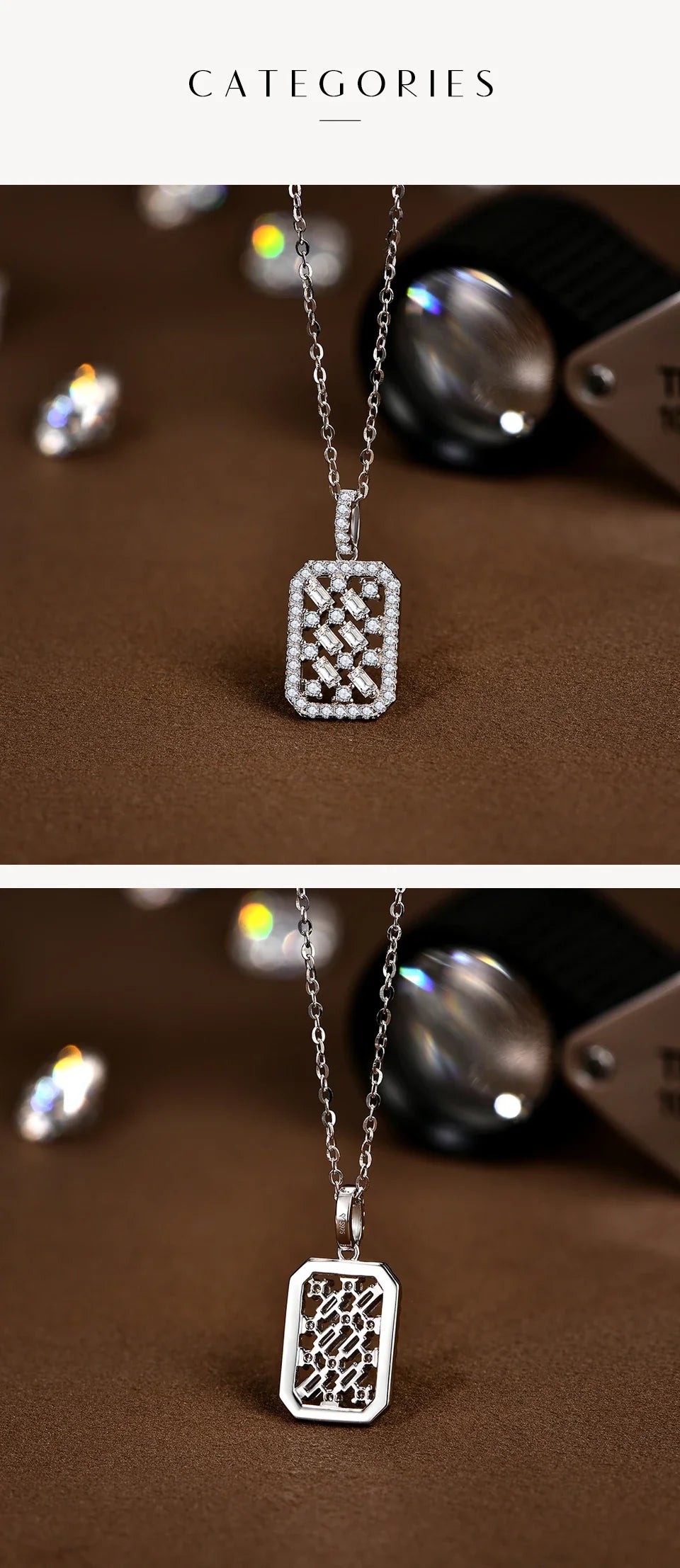 Solid S925 Silver Full Moissanite Necklace for Women D VVS1 Diamond Sparkling Pendent Engagement Luxury Fine Jewelry