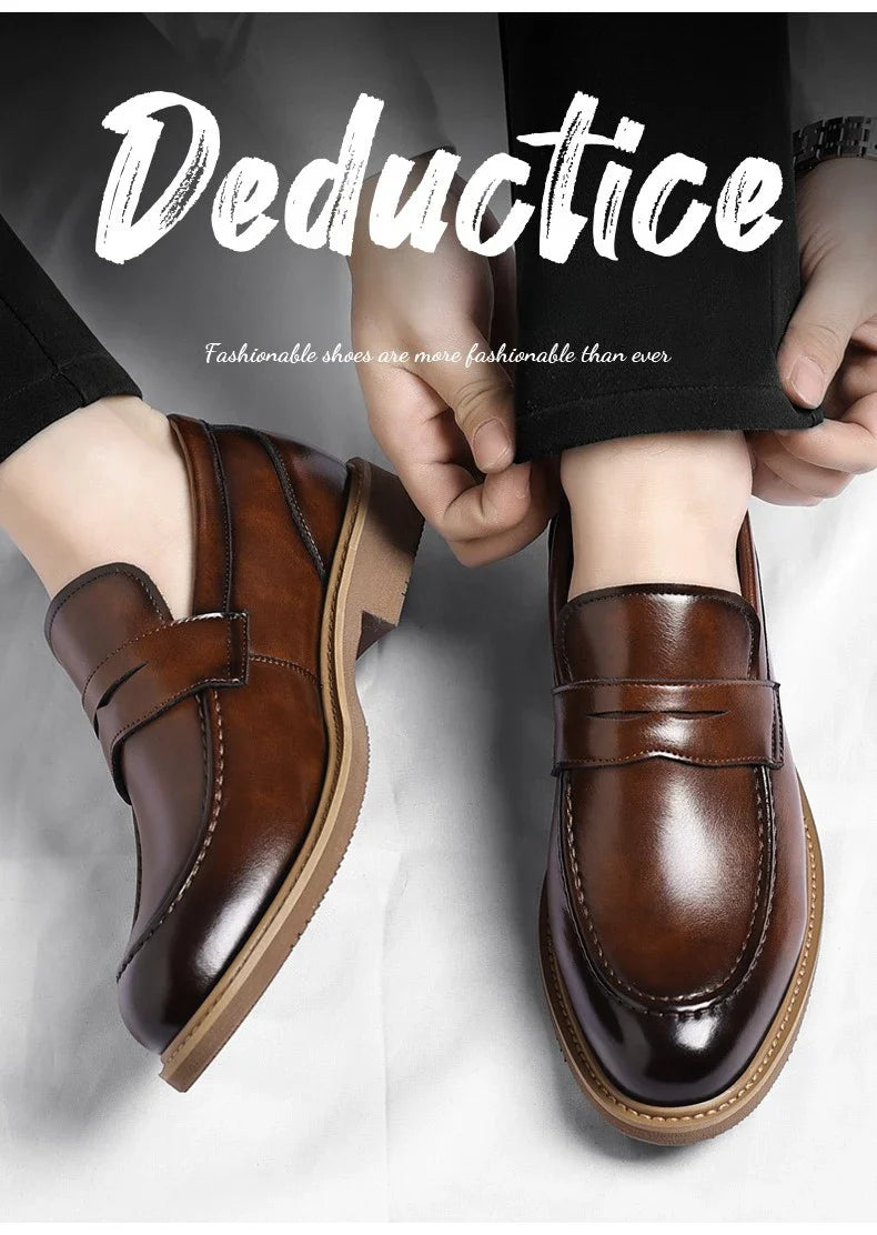 British Style Business Casual Shoes for Man Spring Autumn New Designer Leather Shoes Male Solid Color Men's Dress Elegant Shoe
