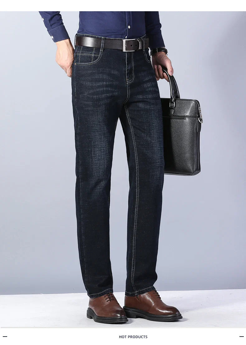Men's Slim Fashion Denim High Quality Male Pants Elastic Black Blue Leisure Jeans Brand Clothing