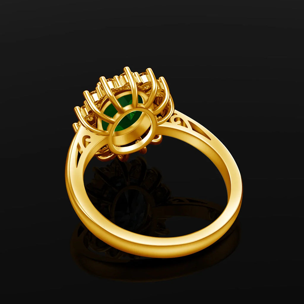 Princess Diana Gold Emerald Ring Women Oval Stone 8*10mm Trending Victoria Jewelry luxury Engagement Gift High Quality