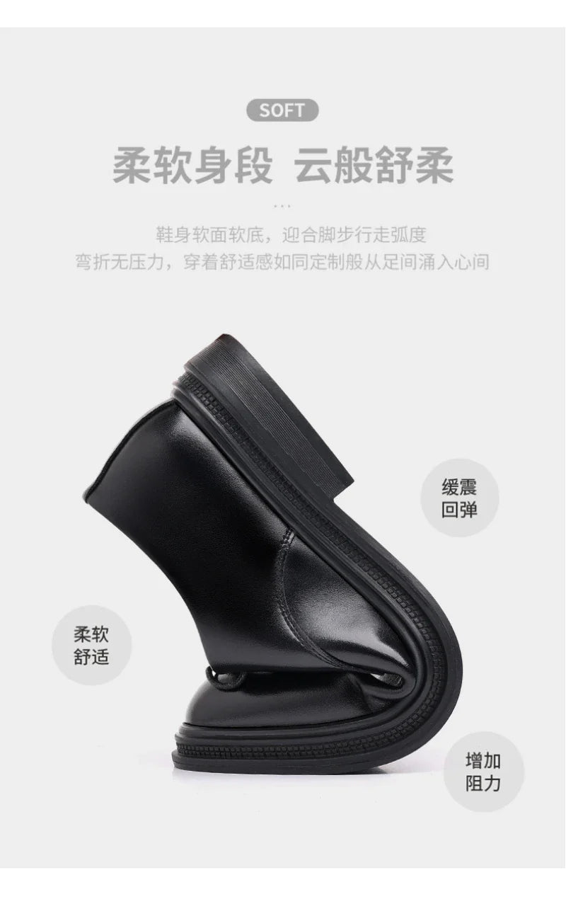 Mens Black Leather Shoes Autumn British Style Formal Business Footwear Low Top Commute Style Dress Shoes For Suits