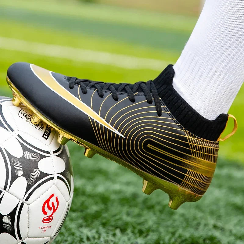 Professional Men Ankle Football Boots Outdoor Grass Cleats Unisex Soccer Shoes Long Spikes Tf Football Shoes Chuteira Society