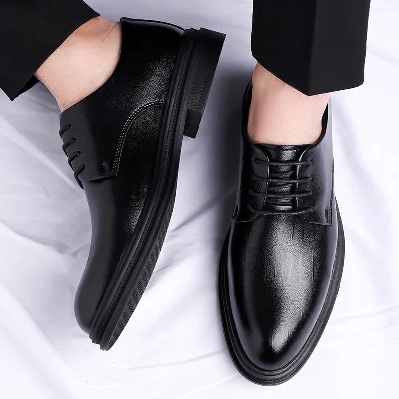 Men's Formal Leather Shoes Lace Up Breathable Non-slip Rubber Sole Lightweight Comfortable Dress Shoes Office & Special Occasion