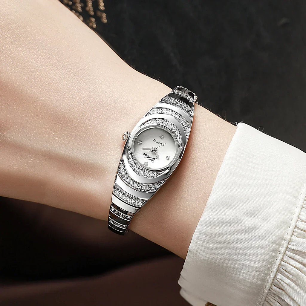 Elegant Women Watches Fashion Rhinestone Ladies Quartz Watch Bracelet Wristwatches Reloj Mujer（Without Box）