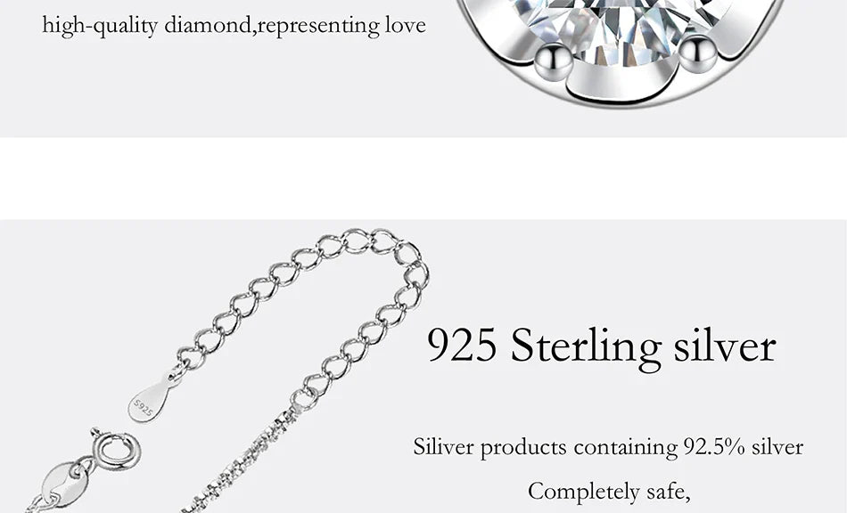 1/2CT Moissanite Necklace for Women S925 Pure Silver Sparkling Crown Diamond Pendant Luxurious Wedding Jewelry
