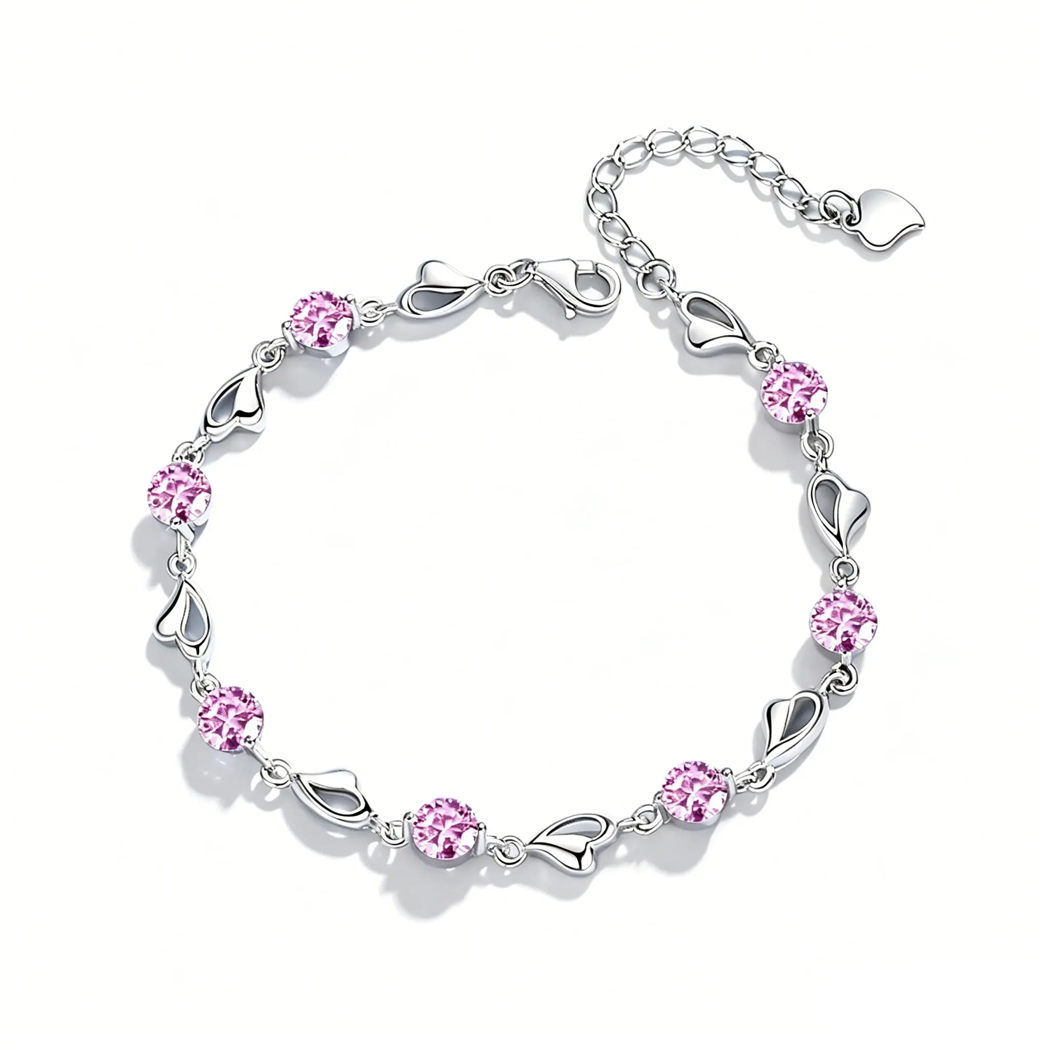 925 Sterling Silver Heart Shaped Bracelet For Women vintage style Pink Moissanite Charm Bracelets Original Party Jewelry