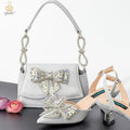 Frosted Crystal Shiny Rhinestone Pointed Shoes And Bag Set