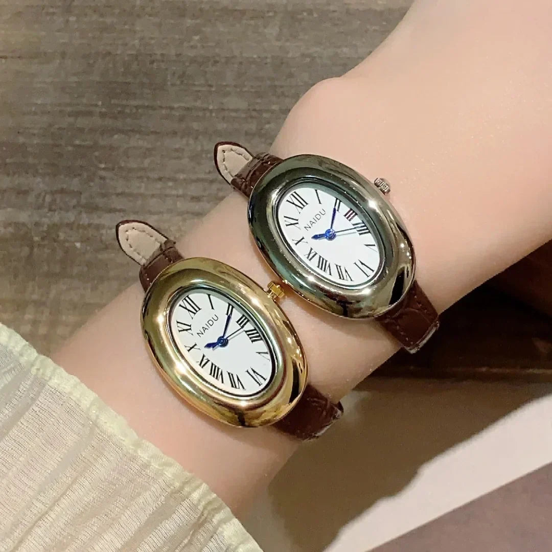 Fashion Oval Dial Women's Watch Casual Leather Band Analog Quartz Watches Female Wristwatch Dropshipping Clock Reloj De Mujer
