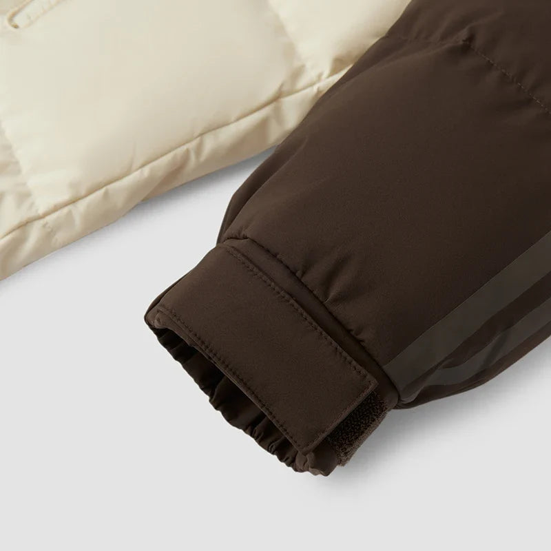 Down Jacket Men Mid-Length Hooded Sport Colorblock 2026 Winter Man Clothes Warm Outerwear Windproof Warm Colorblock Design