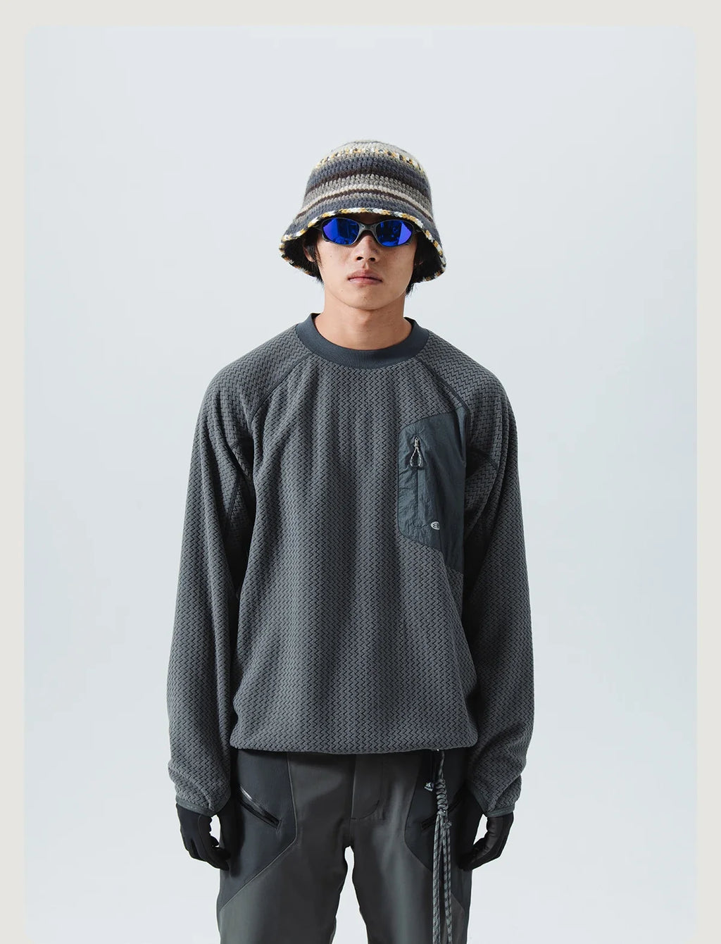Mountain-Ready Crewneck: Engineered with Ribbed Neck, Reflective Logo, & Secure Chest Pocket for Outdoor Style Unisex