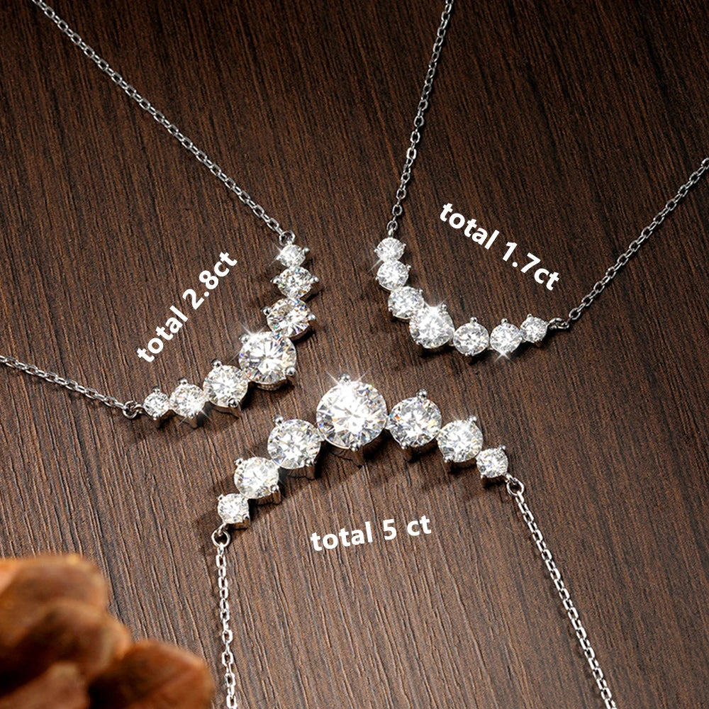 Moissanite Necklace for Woman Wedding Fine Jewely with Certificates 925 Sterling Sliver Plated 18k White Gold Necklace