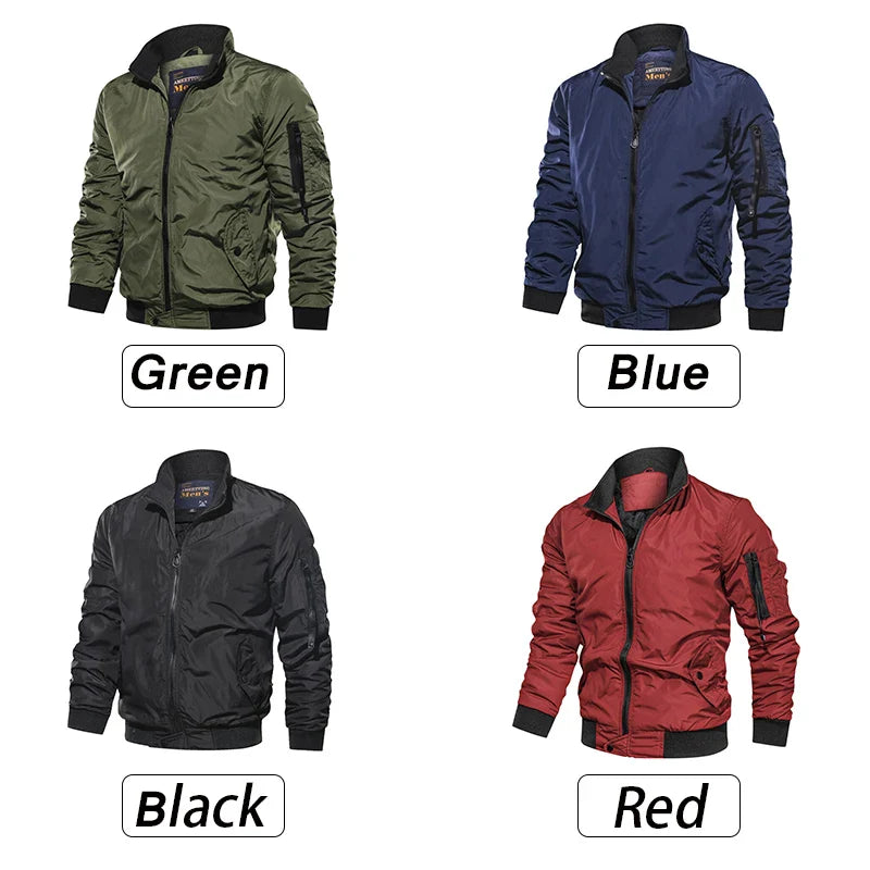 Men’s military bomber jacket, windproof autumn winter casual outdoor coat, plus size M–5XL