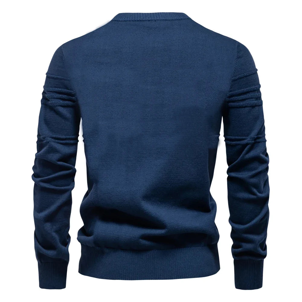Mens Crewneck Pullover Sweater Knitted Cotton Stripped Quality Autumn Winter Warm Sweaters for Men