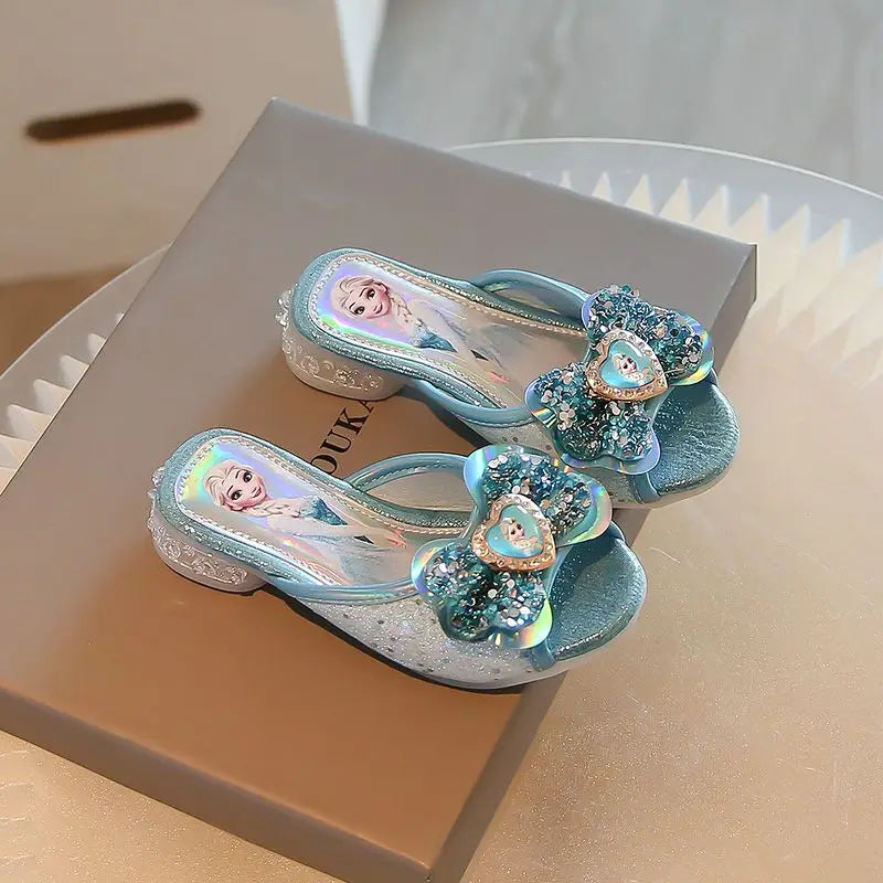 Disney Frozen Elsa Princess Designer Summer Slippers Casual Flat Shoes for Kids Girls Baby Shoes Child Flats Slides Sneakers