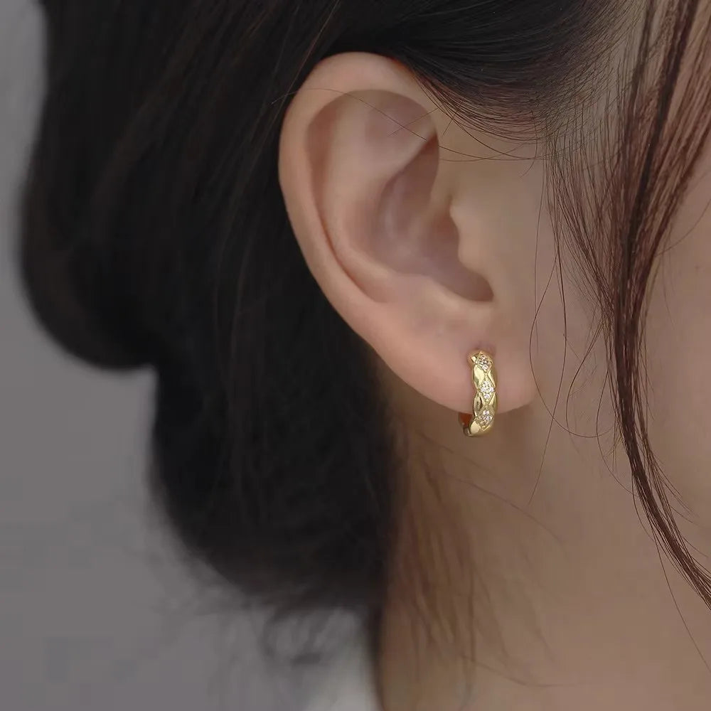 925 Sterling Silver Earring Colorful Dripping Oil Material Ear Ring Ear Buckle Rhombus Shape Trend Wild Girl Women Boy Ear Jewel