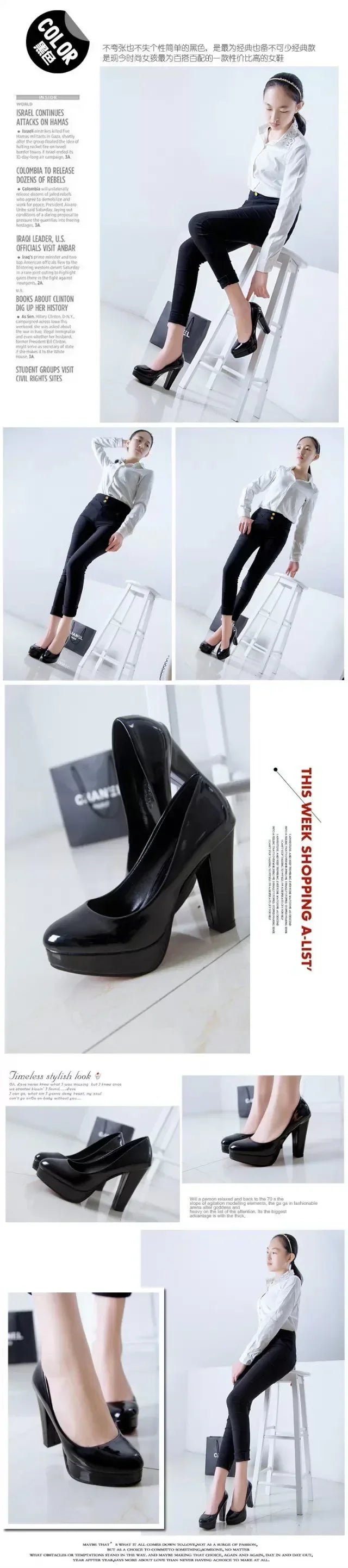 High Heels Shoes Women White Wedding Shoes Thick High Heels Fashion Party Pumps Footwear Black Red Big Size Spring