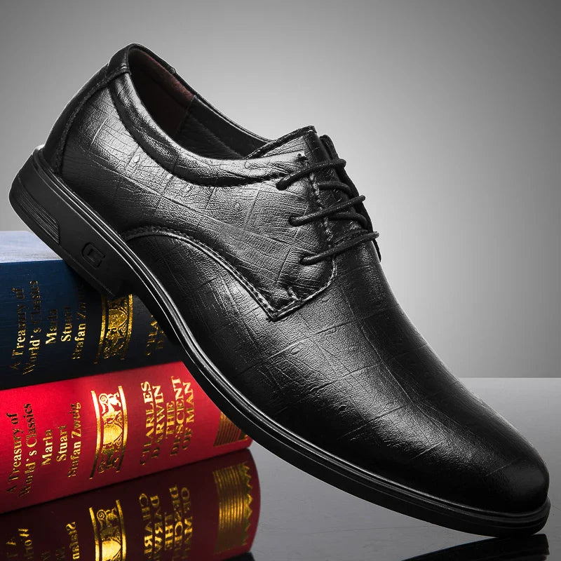 2024 Man Cow Leather Shoes Rubber Sole Casual Men's Shoes Formal Office Business Dress Genuine Leather Oxfords Wedding Shoes