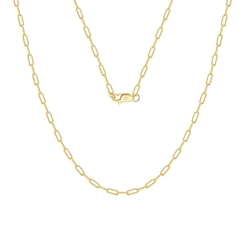 14K Gold 925 Sterling Silver 1.8mm Paperclip Neck Chain Fashion Link Chain Necklaces for Women Dainty Jewelry SC39
