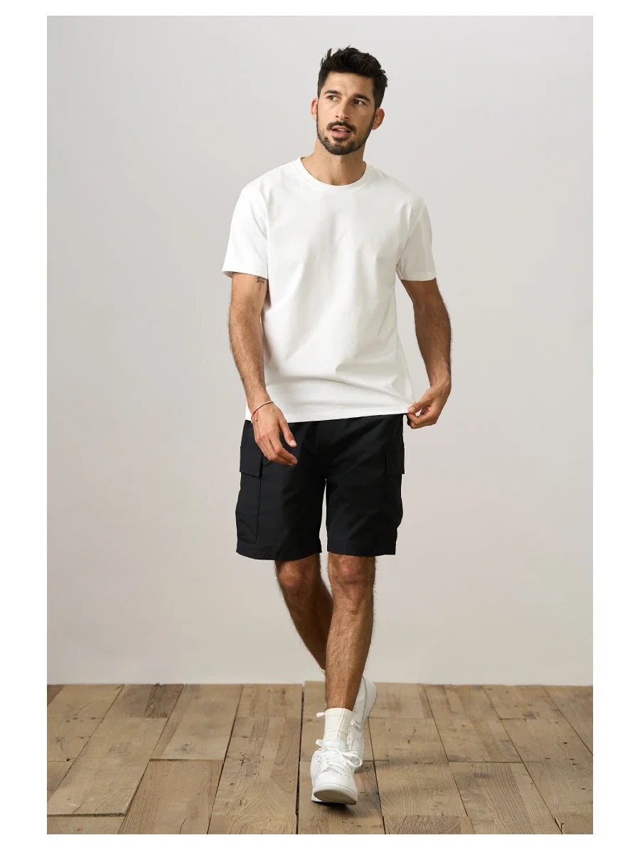 2024 Summer New  Oversize Lightweight 190g  Quick Dry Fabric Cargo Drawstring Shorts Men Cool Fishing Hiking Shorts