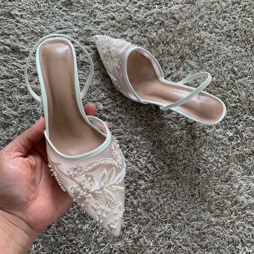 Thin High Heels Sandals Women 2025 Summer Sexy Slingback Pointed Toe Pumps Dress Shoes Woman Sandalias De Mujer