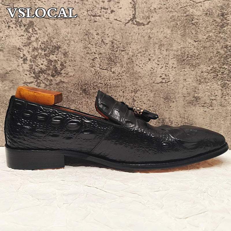Luxury Men's Loafers Shoes Black Brown Tassel Loafers Slip On Casual Mens Dress Shoes Wedding Office Leather Shoes Men