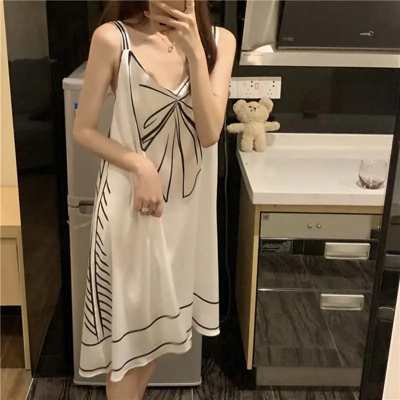 Sexy Sleeveless Printing Loose Mini Dress Women Clothing New Thin All-match Youth Elegant Dresses Fashion Temperament Summer