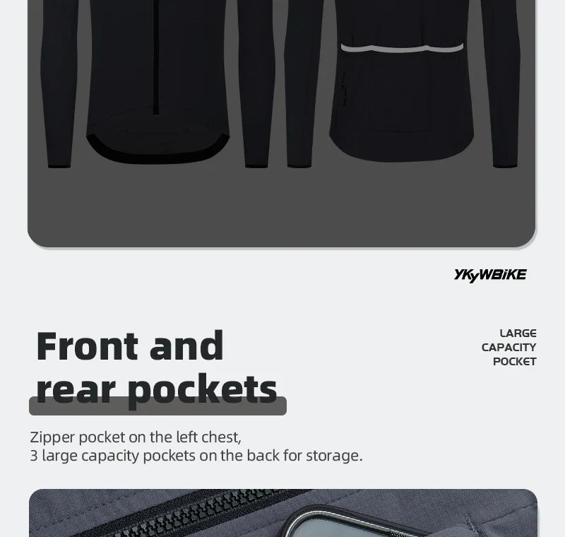 Men's Cycling Jacket 10-20°C Waterproof Windproof Bicycle Windbreaker Warmth Fleece Road Bike Jacket Cycling Clothing