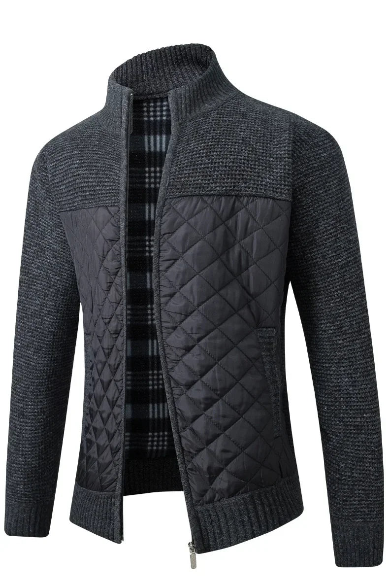Autumn Winter New Men's Jacket Slim Fit Stand Collar Zipper Jacket Men Solid Thick Warm Jacket Men Sweater