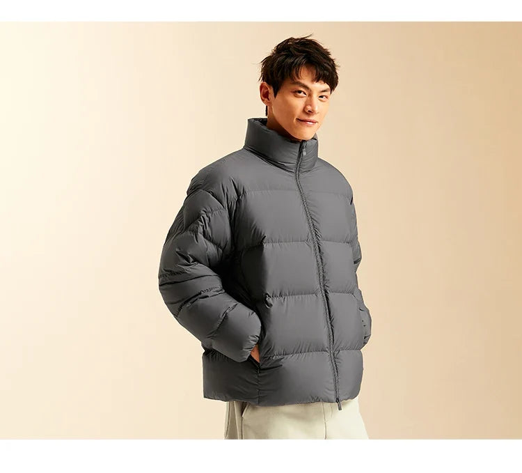 Down Jacket Men Winter Three-proof Windproof Waterproof Stain Resistant Thick Stand Collar Puffer Coat Lightweight Warm