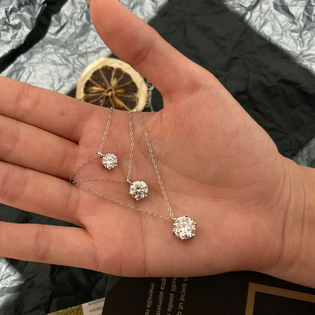 1 2 Carat Real Moissanite Pendant Necklace For Women 6 Prong 100% 925 Sterling Silver Wedding Party Bridal Fine Jewelry