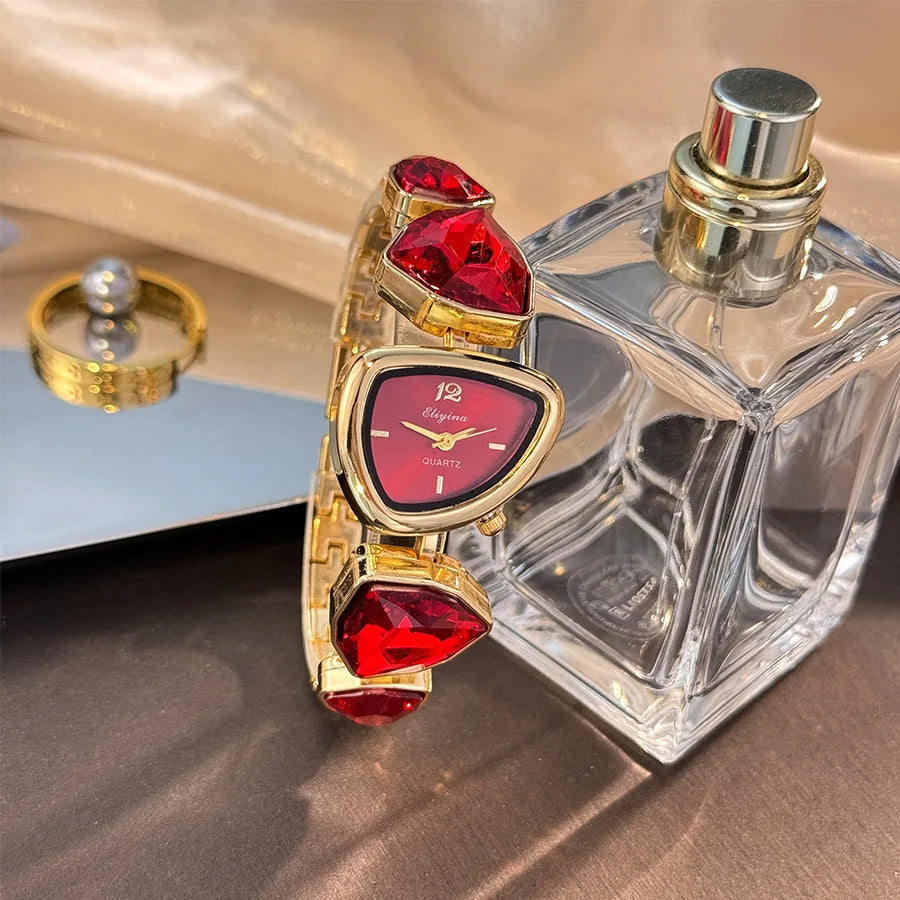 New color scheme irregular design big diamond watch light luxury niche watch color fashion high sense foreign trade wholesale